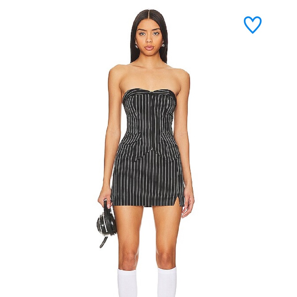 Superdown Maggie Skirt Set in Black Pinstriped